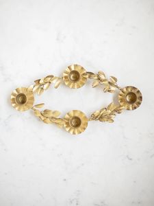 Irregular Glass <b>Lantern</b> <b>Candle</b> Holder with Gold Leaves and Pearls Tapered Design for Home Decoration Heat Resistant Reusable - Product Image 1