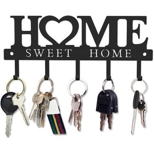 Decorazione Murale in Metallo 'Home Sweet Home', Porta Chiavi e Lettere con Ganci, Organizzatore da Parete per Ingresso, Montaggio con Viti e Ancoraggi - Product Image 1