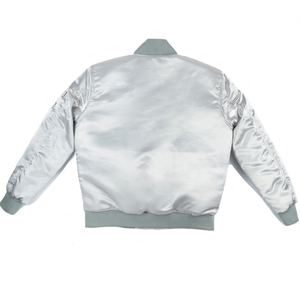 <b>Silver</b> Star Full Length Vintage Bomber <b>Jacket</b> <b>Women</b> Retro Varsity Style Casual Streetwear Lightweight Cotton Embroidery Fashion - Product Image 2