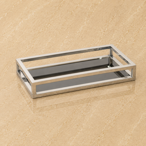 Bandeja de Servir Rectangular de Acero Inoxidable Negro Espejo, Diseño Moderno con Marco Abierto, para Exhibición y Decoración - Product Image 1