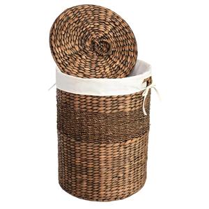 Panier à linge en jonc de mer et jacinthe d'eau avec couvercle et doublure amovible, fait main, panier de rangement, vente en gros, écologique, fabriqué au Vietnam - Product Image 1