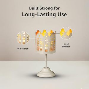 Portavelas de Metal Blanco con Diseño de Linterna Navideña, Decoración para el Hogar, Centro de Mesa Festivo - Product Image 5