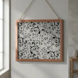 Tapiz Rectangular Floral con Marco de Latón/Vidrio, Decoración Moderna para el Hogar, para Sala de Estar, Diwali, Bodas - Product Image 1