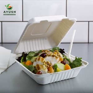 Conteneur en bagasse biodégradable avec couvercle pour la livraison de repas et les restaurants - Product Image 4