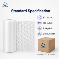 Rouleau de film gonflable personnalisé de 30 cm de large, 30x30 cm, 15 µm PE, 300 m pour le remplissage de vide et la protection des colis e-commerce
