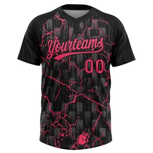 Maillot de softball léger effet éclair noir et rose style Championnat, uniforme d'équipe athlétique, logo personnalisé, vente en gros - Product Image 2