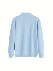 Sweat-shirt tricoté à col montant zippé pour homme, coupe classique, couleur unie, pull décontracté pour l'automne - Product Image 2