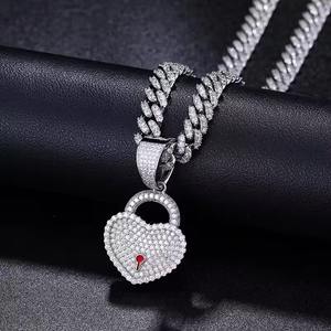 Collier Pendentif Cœur en Argent Sterling 925 pour Femme avec Diamant Moissanite Taille Brillant, Style Hip Hop, Fête, Punk, Tendance - Product Image 1