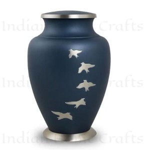 Matte Brass Cremation Urn <b>Keepsake</b> Cinerary Vase <b>Memorial</b> Jar with Bird Pattern for Remembrance Gift - Product Image 4