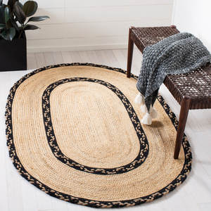 Natural Fiber Hand Loomed Jute/Cotton Area <b>Rug</b> Brown/Black Set Eco-Friendly & Stylish - Product Image 2