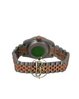 Reloj de Pulsera Analógico de Cuarzo Briva Luxury Diamond, Esfera Verde Oscuro, Cristal, Marcadores Plateados, Fecha, Acero Inoxidable, Resistente al Agua 10 Bar