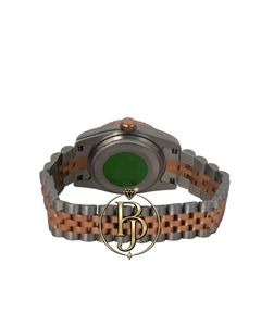 Montre-bracelet analogique de luxe Briva à quartz, cadran vert foncé, verre cristal, index argentés, date, acier inoxydable, étanche 10 bars - Product Image 5