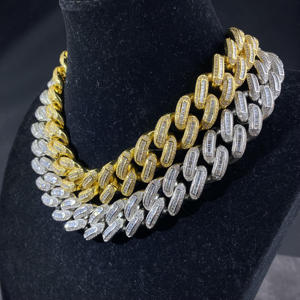 Cadena Cubana Miami con Diamantes Moissanite y Baño de Oro, Personalizable con Logotipo, Joyería Hip Hop de Moda para Hombre, Venta al Por Mayor - Product Image 1