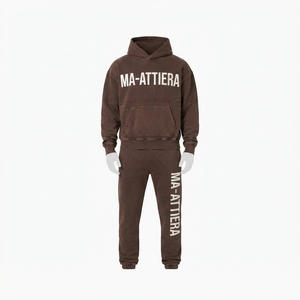 Conjunto de Sudadera con Capucha y Pantalones Deportivos de Algodón Grueso para Hombre, Estilo Urbano Lavado, OEM ODM Venta al Por Mayor - Product Image 4