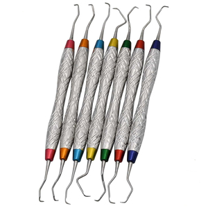 Juego de 7 Curetas Dentales Gracey Periodontales 1/2-13/14 de Doble Extremo con Mango Hueco de Aluminio Codificado por Colores, Instrumento Quirúrgico Dental - Product Image 2