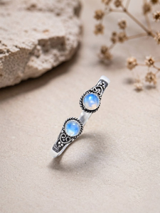 Jewelry Town Designer Opalite Two Stone Bezel Set Adjustable <b>Cuff</b> <b>Bracelet</b> Handmade Brass Gold/<b>Silver</b> Plated Unisex Classic Gift - Product Image 5