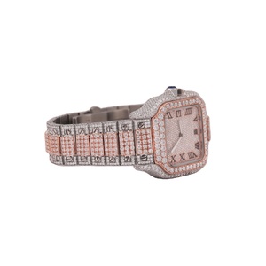 Wholesale Business VVS Moissanite Quartz Stainless Steel Case Sapphire Glass Arabian Brand Studded Leather Band <b>Watch</b> Bulk Buy - Product Image 2