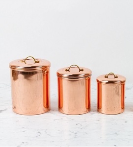 Vintage Metal <b>Spice</b> <b>Jar</b> With Copper Band And Lid Cylinder Shape For Pantry Storage Handcrafted Design Canister - Product Image 4