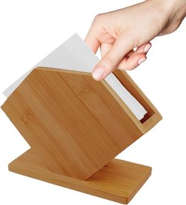 Porte-serviettes hexagonal en bois de qualité supérieure, supporté par une base rectangulaire, décoration de table de cuisine, taille moyenne - Product Image 3