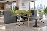Ensemble de bureau de direction de style européen, bureau en bois de luxe avec table de réunion ronde pour espace de travail