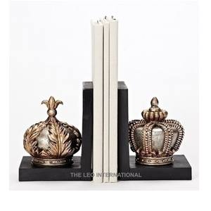 Sujetalibros Decorativos con Diseño de Corona Antigua para Estantes, Sujetalibros con Diseño Artístico de Corona Real Única para Sostener Libros, Resistentes - Product Image 1