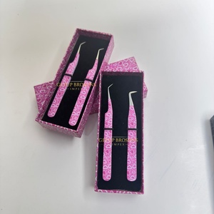 Pince à épiler professionnelle en acier inoxydable de haute qualité, avec revêtement en papier personnalisé en forme de cœur, isolation 90 Boot/45, pointe lisse de 10 mm et prise diamantée pour cils - Product Image 5