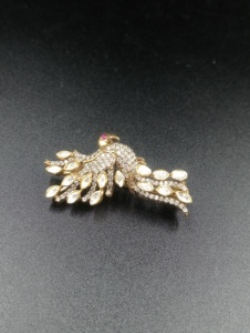 Broche Paon en Argent 925 et Diamants Amaira Jewels, Bijou Unisexe en Forme d'Animal pour Soirée, Sertissage Griffe Coupe Marquise - Product Image 5
