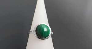 Anillo de malaquita auténtica, plata de ley 925, piedra de protección natural, joyería para mujer, regalo delicado - Product Image 4