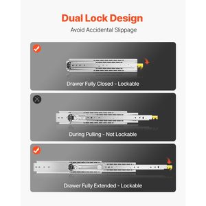 Guide per cassetti a estrazione totale, 1 paio, capacità di carico 500 libbre, con blocco, gamma 18-60 pollici per varie misure - Product Image 3