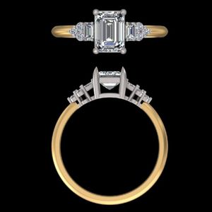 1.39 Carat Emerald Cut Diamond Engagement <b>Ring</b> 18k 14k <b>Two</b> Tone Gold Baguette Side <b>Stone</b> Wedding Band Women Bridal Fine Jewelry - Product Image 2