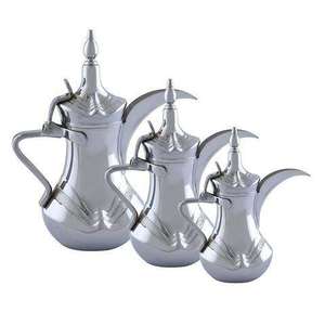 <b>Set</b> Of 3 Stainless Steel Made Classic Metal Arabic Coffee <b>Pot</b> Dallah Coffee Maker for Middle East Style <b>Tea</b> and Coffee Serving - Product Image 6