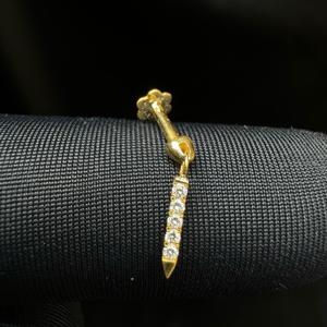 ต่างหูทรงแท่งเพชรขนาด 7 มม. แบบลอยตัว ทำจากทอง 14K พร้อมดีไซน์แบบเกลียว - Product Image 6
