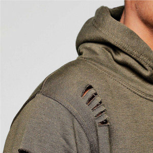 Wholesale Price Best Quality Men <b>Distressed</b> Hooded Plus Size Printed Tracksuit 100% Cotton Winter Outdoor Wear - Product Image 4