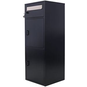 Large Black Steel Freestanding Floor Drop <b>Mailbox</b> Parcel Package with Locking Letterbox and Multi-Compartments - Product Image 4