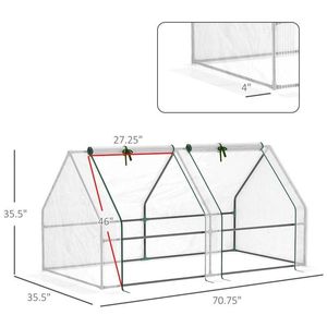 Mini Serra Portatile per Giardino Esterno 6 X 3 X 3 con Grandi Porte con Cerniera e Copertura UV/PE Bianca - Product Image 3