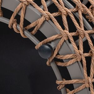 Pouf da giardino rotondo Willow da 25 pollici con struttura in vimini marrone dorato e rivestimento in tessuto beige grano - Product Image 6