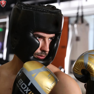Casque de boxe léger en cuir véritable de qualité supérieure, protection de la tête, respirant, pour l'entraînement et la compétition, personnalisable - Product Image 5
