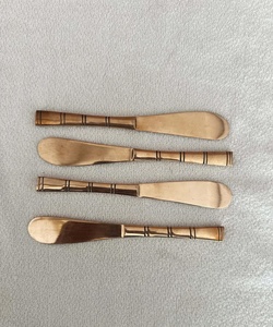 Vintage <b>Brass</b> Flatware Set High Mirror Polish <b>Dishwasher</b> <b>Safe</b> Wedding Tableware Metal <b>Cutlery</b> with Bamboo Handle Design - Product Image 2