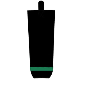 <b>Knee</b> <b>High</b> <b>Socks</b> Solid Black with Green Stripe Breathable Knitted for Adults Casual Wear - Product Image 2