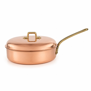 Handmade Copper Saute <b>Pan</b> with Lid Brass <b>Handle</b> Premium Copper Chef <b>Pan</b> Copper Cookware Kitchen Fry <b>Pan</b> OEM ODM Wholesale - Product Image 1