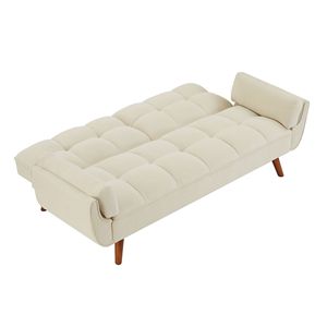 Divano Letto Convertibile da 75 Pollici con Braccioli Svasati, Reclinabile e Pieghevole, Rivestimento in Pelle, Imbottitura in Schiuma per Soggiorno e Camera da Letto - Product Image 3