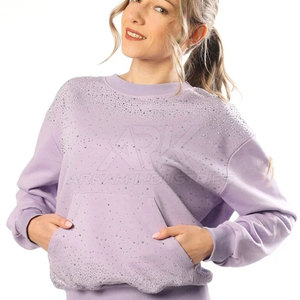 Sweat-shirt pour femmes tendance avec strass, touche décorative élégante, sweat-shirt pour femmes de qualité supérieure avec strass - Product Image 3