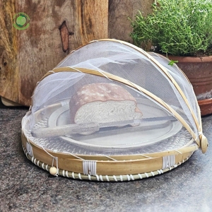 Woven rush food <b>cover</b> with bamboo rim Kitchenware and <b>table</b> decoration Wholesale eco-friendly Made in Vietnam - Product Image 5