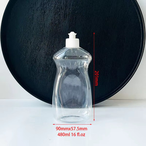 Pull Push Cap Custom Color PET Custom Label Detergent Cleanser Plastic Dishwashing Liquid Screen <b>Printing</b> Squeeze Flat Bottles - Product Image 4