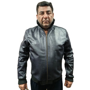 Men's Premium <b>Genuine</b> <b>Leather</b> <b>Jacket</b> Casual Stand Collar Zipper Closure Breathable Winter Stylish Outerwear - Product Image 1