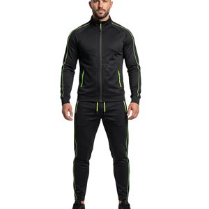 Conjuntos Deportivos para Hombre en Negro con Detalles en Verde Neón, Corte Ajustado, Poliéster Transpirable, Duradero, de Primera Calidad - Product Image 1