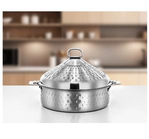 Cacerola con Acabado Plateado, Olla para Servir Comida en la Mesa, Mantiene la Comida Caliente, Organizador para Bodas con Tapa Elegante Hecha a Mano - Product Image 6