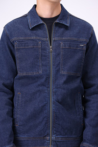 Veste en jean pour homme en molleton 100% coton, article tendance, séchage rapide, style hip-hop, broderie, vente en gros - Product Image 4