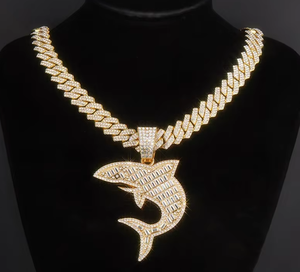 Collier pendentif chèvre en émail bleu avec moissanite et zircone cubique, finition argentée, style Hip Hop pour le streetwear - Product Image 3
