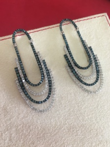 Pendientes de plata de ley 925 con diamantes redondos naturales blancos y azules, pendientes de araña para mujer, 4,31 ct, joyería moderna para fiesta - Product Image 5